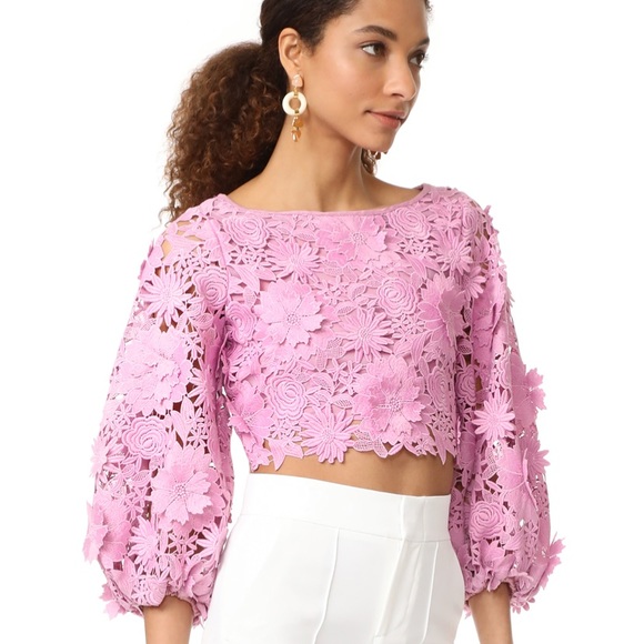 Milly 3D floral Camilla crop top, size 2 - Picture 2 of 6